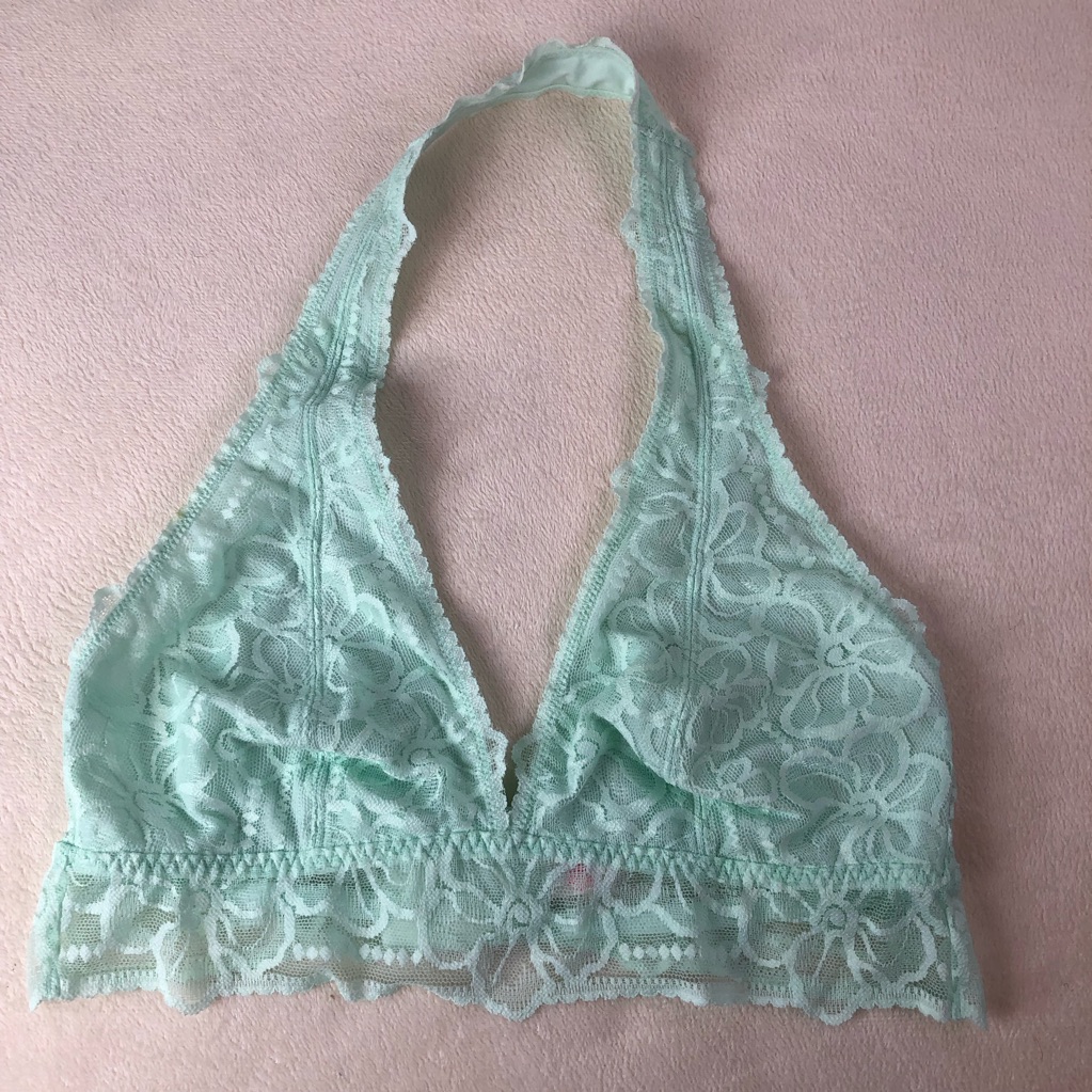 Pink Light Mint Lace Bra Bralette Size Medium